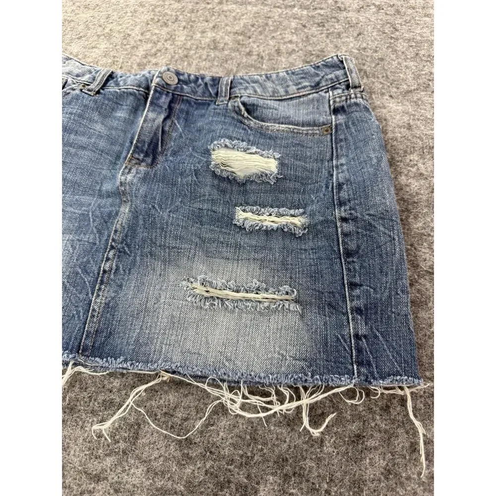 Aeropostale Denim Skirt Womens 8 Blue Micro Mini Ripped Casual Summer N90